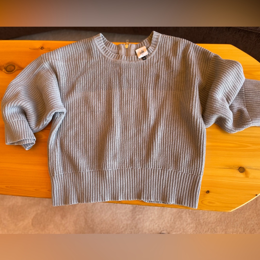 Cabi Blue Fair Play Sweater Full Zip Pullover Cardigan Reversible Size Small